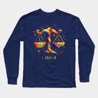 Vibrant Libra Zodiac Sign Long Sleeve T-Shirt